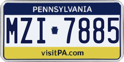 PA license plate MZI7885