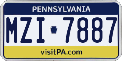 PA license plate MZI7887