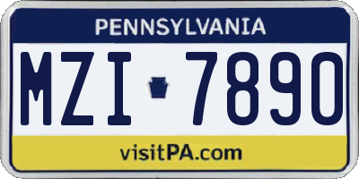 PA license plate MZI7890