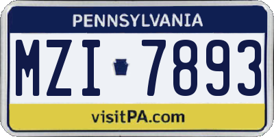 PA license plate MZI7893