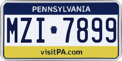 PA license plate MZI7899