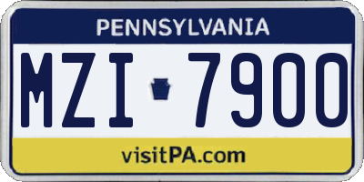 PA license plate MZI7900