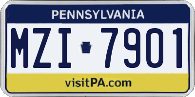 PA license plate MZI7901