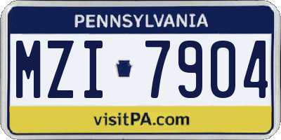 PA license plate MZI7904