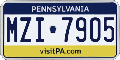 PA license plate MZI7905