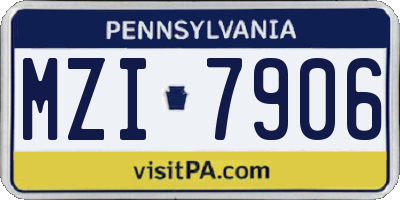 PA license plate MZI7906