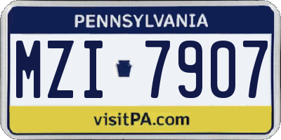 PA license plate MZI7907