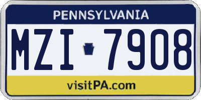 PA license plate MZI7908