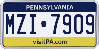 PA license plate MZI7909