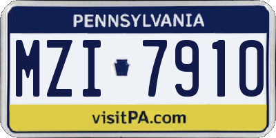 PA license plate MZI7910