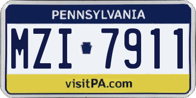 PA license plate MZI7911