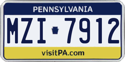 PA license plate MZI7912