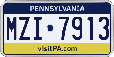 PA license plate MZI7913