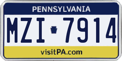 PA license plate MZI7914