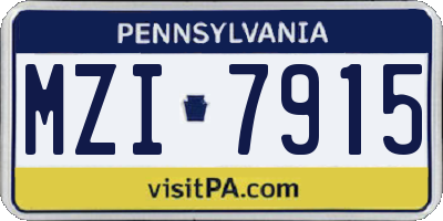 PA license plate MZI7915