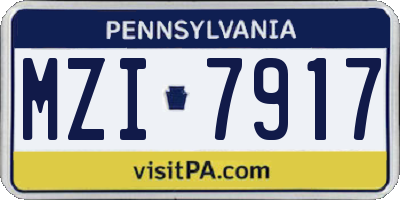 PA license plate MZI7917