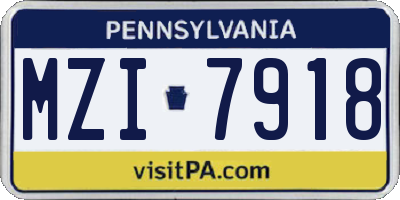 PA license plate MZI7918