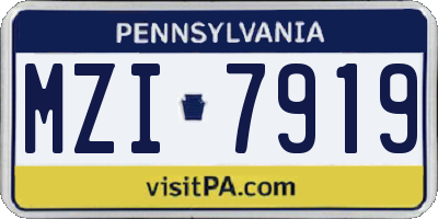 PA license plate MZI7919