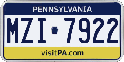 PA license plate MZI7922