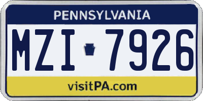 PA license plate MZI7926