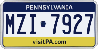 PA license plate MZI7927