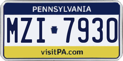 PA license plate MZI7930