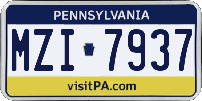 PA license plate MZI7937