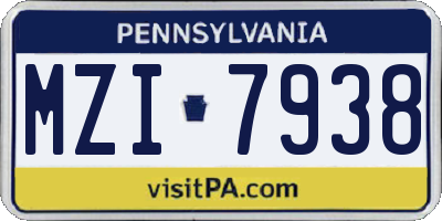 PA license plate MZI7938