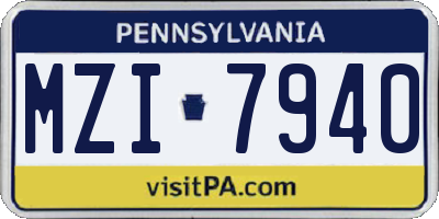 PA license plate MZI7940