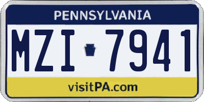 PA license plate MZI7941