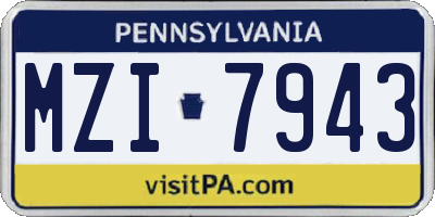 PA license plate MZI7943