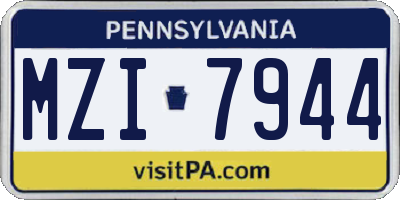 PA license plate MZI7944