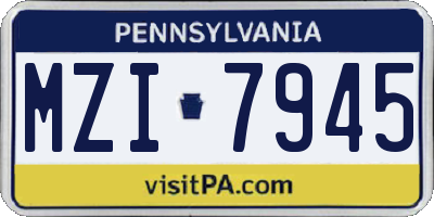 PA license plate MZI7945