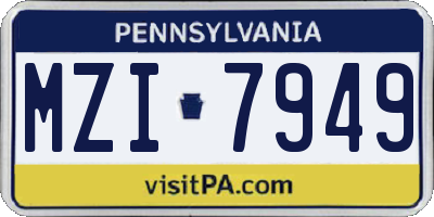 PA license plate MZI7949