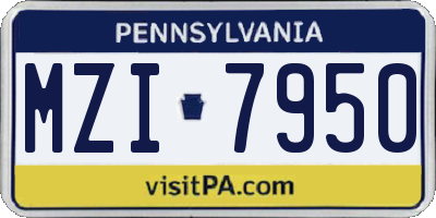 PA license plate MZI7950