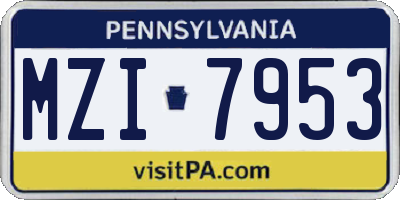 PA license plate MZI7953