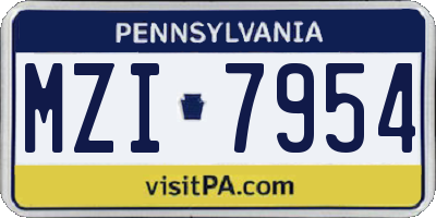 PA license plate MZI7954