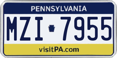 PA license plate MZI7955