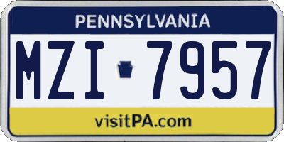 PA license plate MZI7957