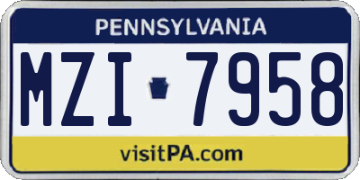 PA license plate MZI7958