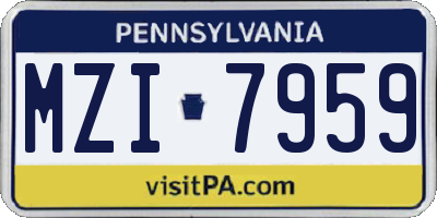 PA license plate MZI7959