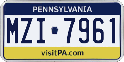 PA license plate MZI7961