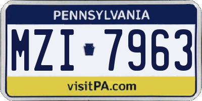 PA license plate MZI7963