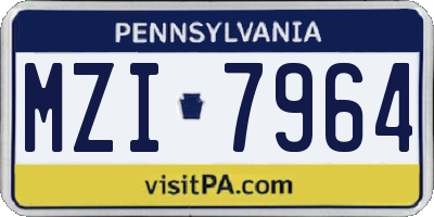 PA license plate MZI7964