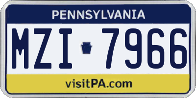 PA license plate MZI7966