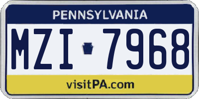 PA license plate MZI7968
