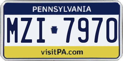 PA license plate MZI7970