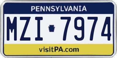 PA license plate MZI7974
