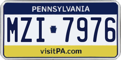 PA license plate MZI7976