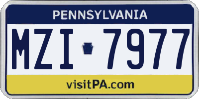 PA license plate MZI7977